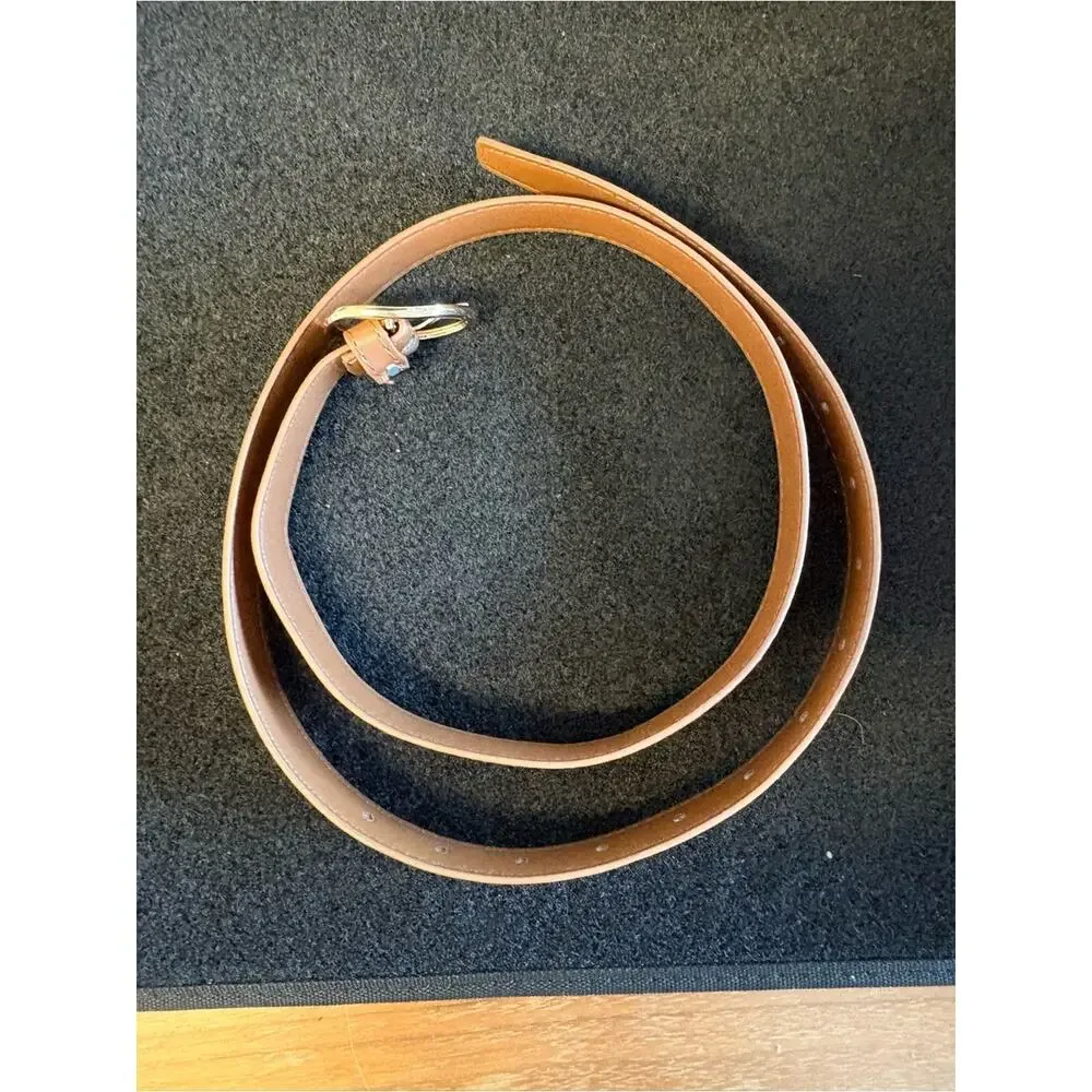 NWOT Brown Waist Belt Gold Statement Buckle Classic Minimalist